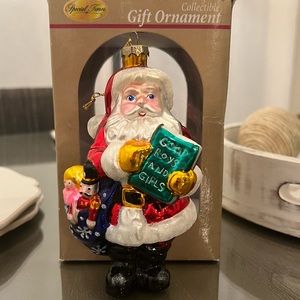 1999 Special Times Collectible Gift Glass Santa List Ornament BK Brass Key
